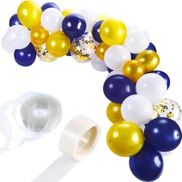 Ballongbåge 100st - Vit/Blå/Guld