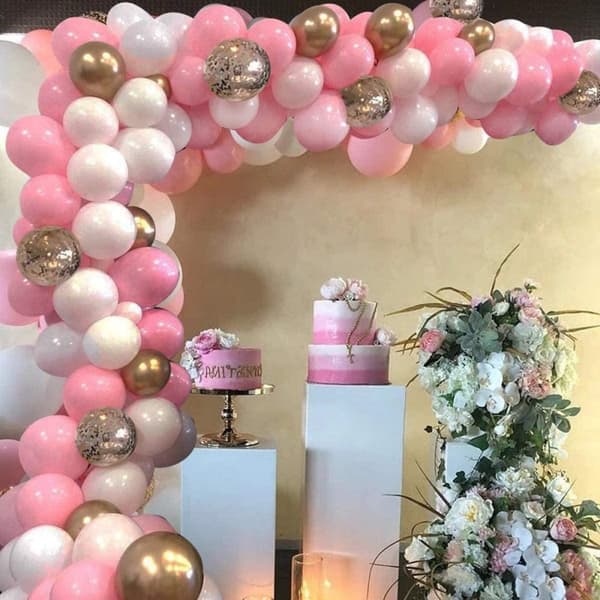 Ballongbåge Kit - Rosa/Vit/Guld