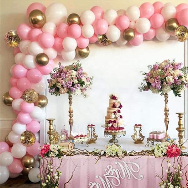 Ballongbåge Kit - Rosa/Vit/Guld