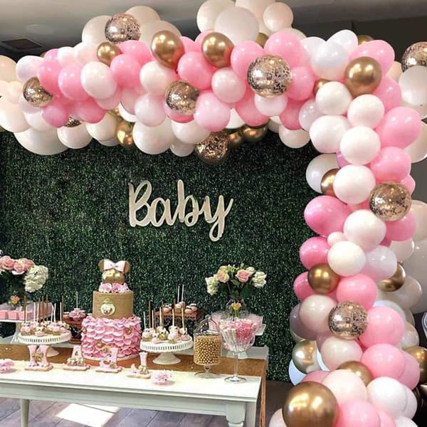 Ballongbåge Kit - Rosa/Vit/Guld
