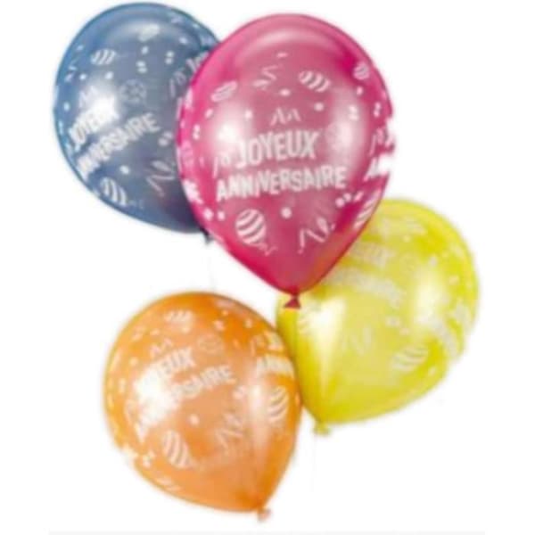 P'TIT Clown re22429 - Lot 8 färgglada 30 cm Grattis på födelsedagen ballonger