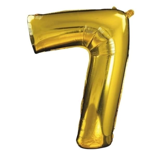 Ballong nummer 7 - LILLA CLOWN - 30 cm - Aluminium mylar - Färg guld - Födelsedagsdekoration