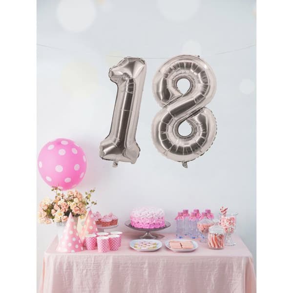 Ballong cifra - Ciffer 1 - Aluminium - 85 cm - Silver - Dekoration födelsedag