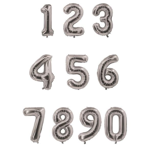 Ballong cifra - Ciffer 1 - Aluminium - 85 cm - Silver - Dekoration födelsedag