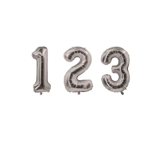 Ballong cifra - Ciffer 1 - Aluminium - 85 cm - Silver - Dekoration födelsedag