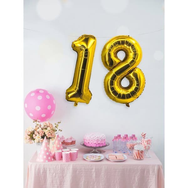 Ballong guld siffror 85 cm - Märke - Modell - Aluminium - Uppblåsbar - Unisex