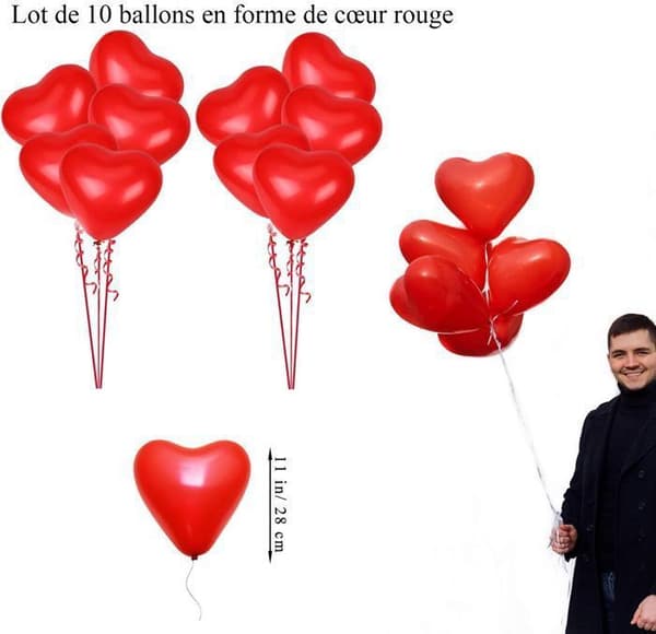 Valentin 1000 bitar röda rosblad, 10 bitar hjärtballonger, 6 bitar "jag älskar dig" girlang banner, Bordsduk