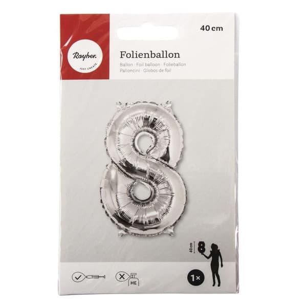 Aluminiumballong Siffra 8 Silver 40cm