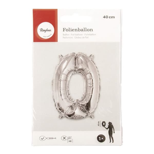 Aluminiumballong Siffra 0 Silver 40cm