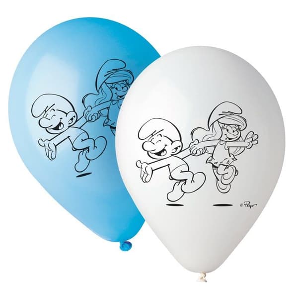 Dekorativ ballong - pump för ballong Ciao - 20279 - Tryckta Smurfar latexballonger, 10 stycken