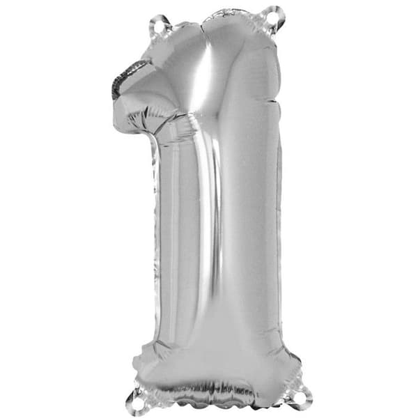 Nummer "1" Ballong Silver 40cm - Festdekoration för vuxna och blandade människor