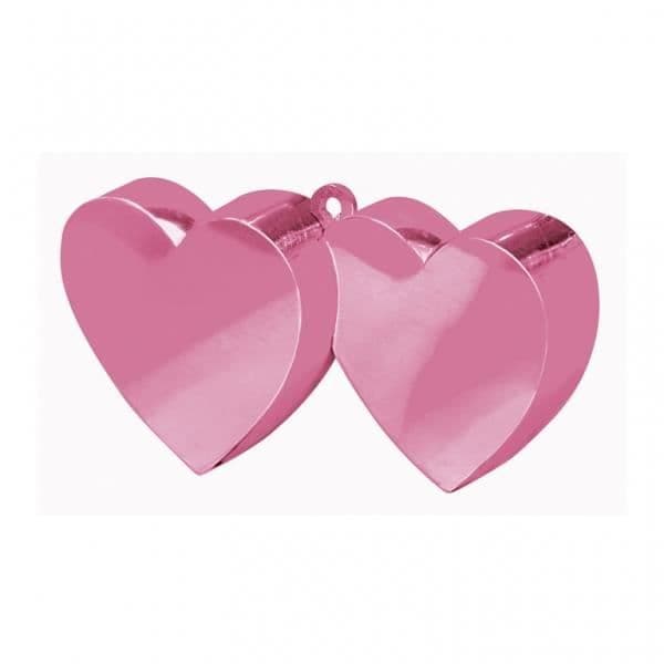 Ballongvikt - ROSA - Dubbel Hjärta - 170 gr - Helium - Festdekoration