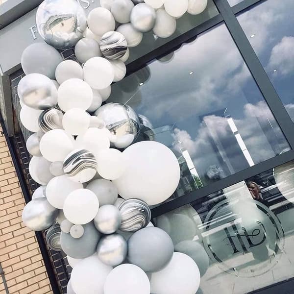 Ballongbåge - Macaron Vit/Silver Starka 127st Ballonger