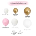 Miniatyrbild 2 av 3: Ballongbåge - Vit/Metallisk Guld/Rosa 152st Starka Ballonger