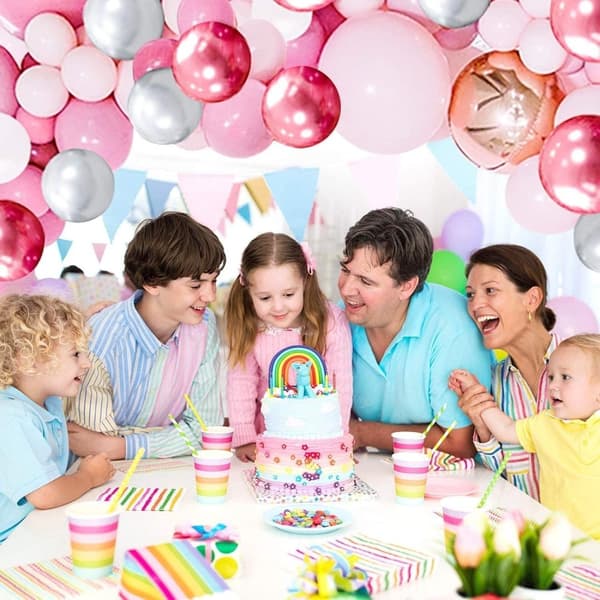 Ballongbåge - Metall Rosa/Vit/Grå 119 st Starka Ballonger