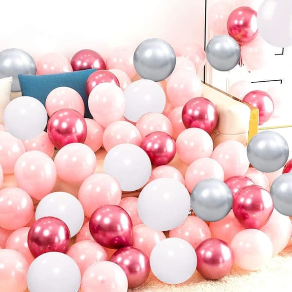 Ballongbåge - Metall Rosa/Vit/Grå 119 st Starka Ballonger