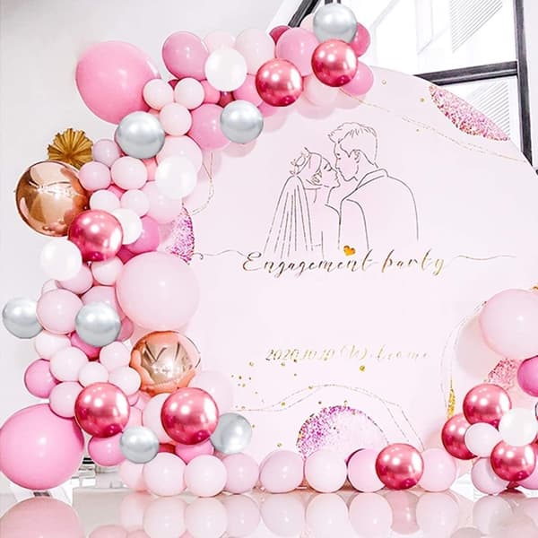 Ballongbåge - Metall Rosa/Vit/Grå 119 st Starka Ballonger
