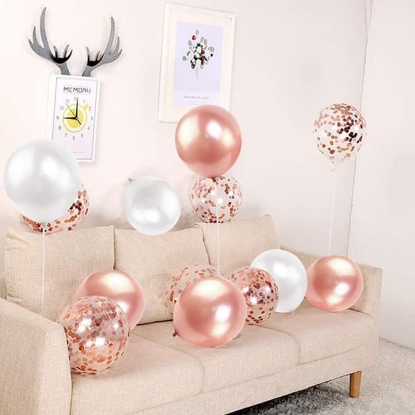 Ballongbåge - Metall Roséguld/Vit 99st Starka Ballonger