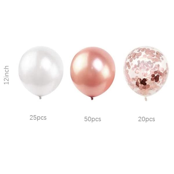 Ballongbåge - Metall Roséguld/Vit 99st Starka Ballonger