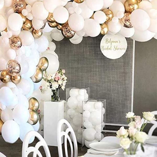 Ballongbåge Stor - Vit/Guld 120st Starka Ballonger