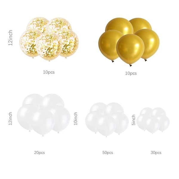 Ballongbåge Stor - Vit/Guld 120st Starka Ballonger