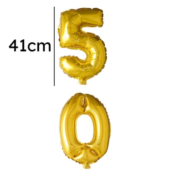 50-års Födelsedag Ballonger - Guld & Svart - Dekoration för Fest, Kalas & Jubileum