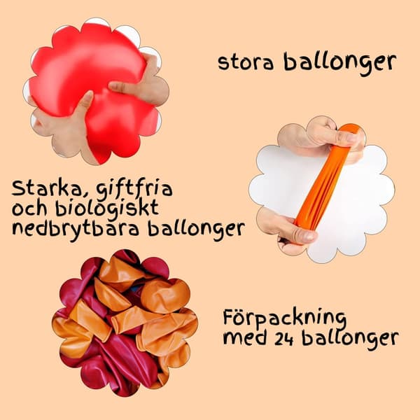 Balloner orange rød Halloween 24-pak - farverige og dekorative balloner til temafester og halloweenfester