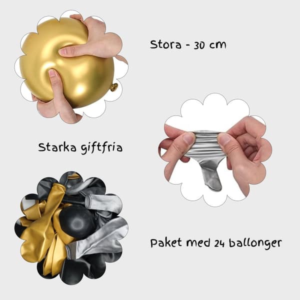 Ballonger Guld Silver Svart - Festliga Latexballonger för Alla Tillfällen
