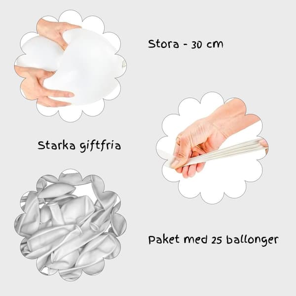 Valkoiset ilmapallot häihin - 25-pakkaus, heliumlaatuinen, ympäristöystävällinen, korkealaatuinen