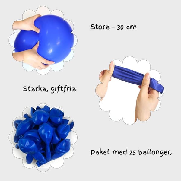 Ballonger Blå 25-pack - Latexballonger , Heliumkvalitet, Hållbara och Giftfria - Perfekta för Födelsedagar