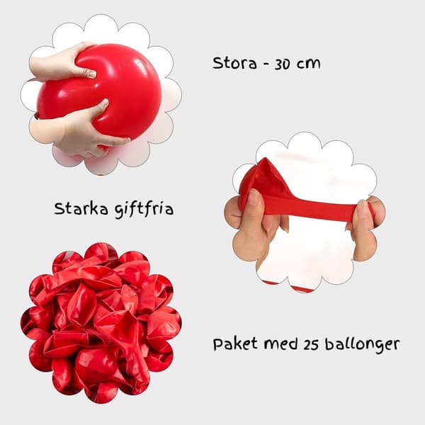 Röda Ballonger Naturlig Latex 25-pack - Heliumkvalitet för Alla hjärtans dag, födelsedag och festdekorationer