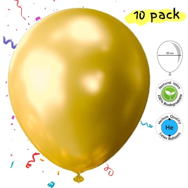 Guld Ballonger Metallic 10-pack - Premiumkvalitet för Födelsedag, examen, Baby Shower, Bröllop och Fester
