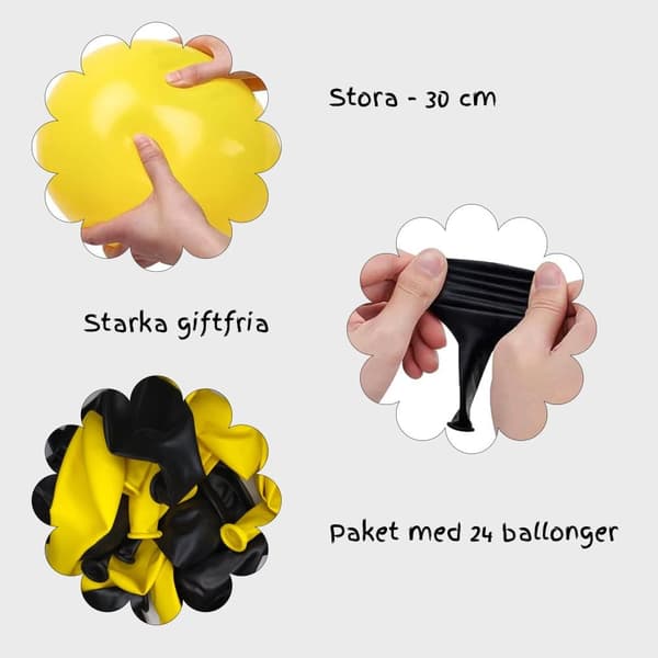 Gula Svarta Ballonger - Ballong Gul Svart Premiumkvalitet, Hållbar, Stark, Långvarig, Festballonger, Bröllopsfester