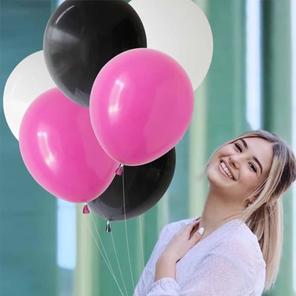 Balloner i pink, hvid og sort - pink, hvid og sort balloner Premium kvalitet til festdekorationer