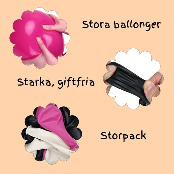 Balloner i pink, hvid og sort - pink, hvid og sort balloner Premium kvalitet til festdekorationer