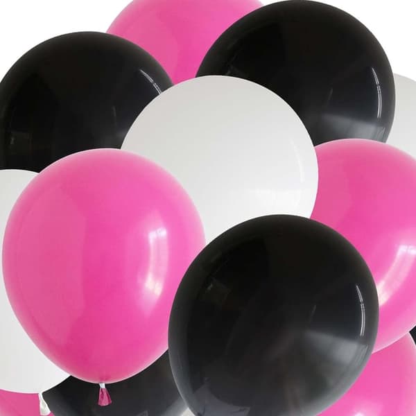 Balloner i pink, hvid og sort - pink, hvid og sort balloner Premium kvalitet til festdekorationer