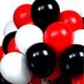 Miniatyrbild 1 av 4: Ballonger Röd Vit Svart Latex 24-pack - Röda Vita Svarta Ballonger Mix Storpack Festdekor Dekorationer Ballongkombo 3 Färger Födelsedag Bröllop