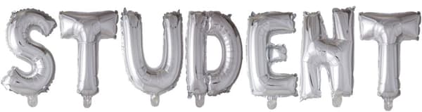 Ballonger 'STUDENT' Dekoration Set - Silver Folie Ballonger, Examen, Studentmottagning, Pynt, Studentfest, Studenten och Utspring