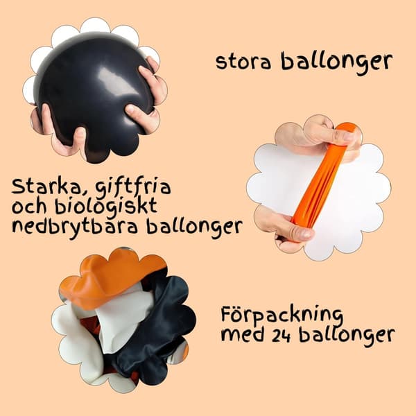 Balloner Orange Sort Hvid Halloween - Sort, Hvid og Orange Halloween balloner Premium Materiale, Høj kvalitet, Miljøvenlig