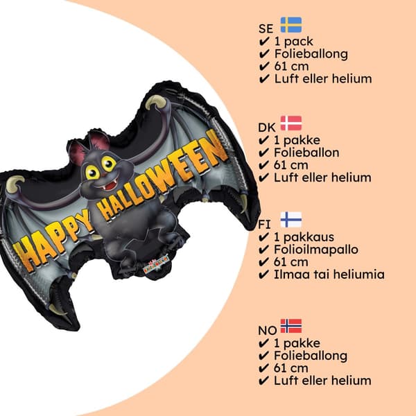 Halloween ballon flagermus - Skab en skræmmende sød stemning med denne Halloween folieballon