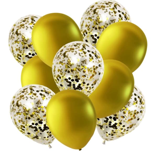 Ballonger Konfetti Fest Födelsedag Nyår - Vackra Hållbara Metalliska Guldballonger & Guldkonfettiballonger