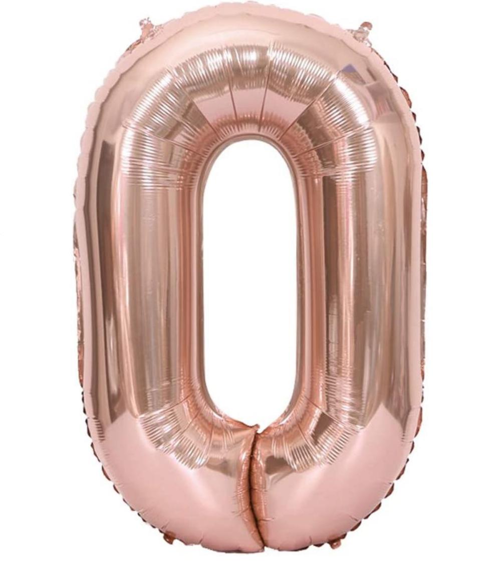 Sifferballong 102 cm, siffra 0 - Rosa