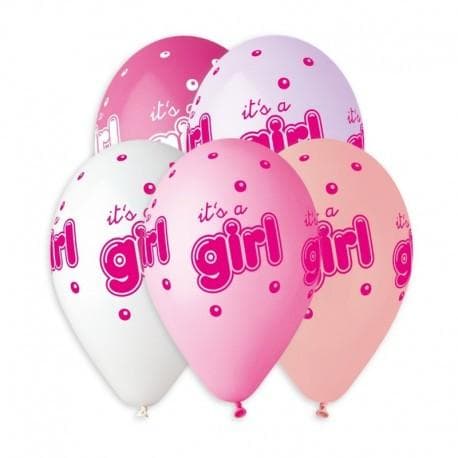 Latexballonger Premium - It's a Girl 33 cm 5-pack