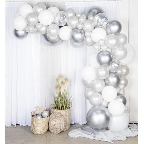 Balloon Arch Kit - Silver/Chrome