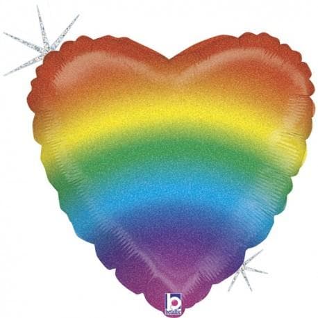 Folieballong - Glitter Rainbow Heart 45 cm