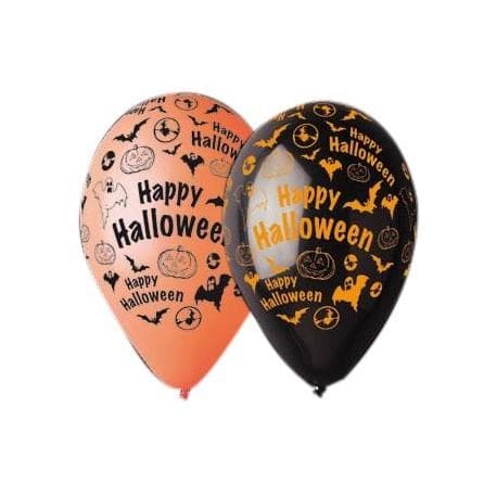 Latexballonger - Happy Halloween Svarta & Orange 10-pack