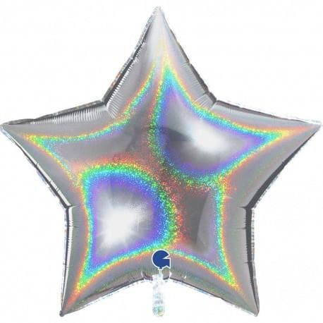 Folieballong - Stjärna Glitter Silver 91 cm