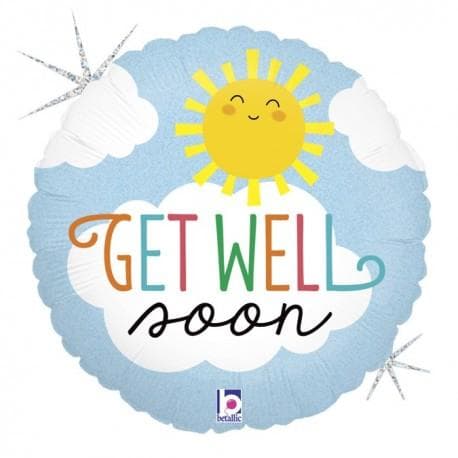 Folieballong - Get Well Soon Sun Holografisk 45 cm