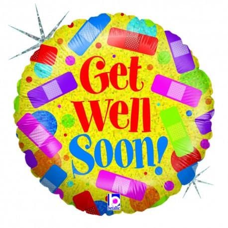 Folieballong - Rainbow Bandaids Get Well 45 cm