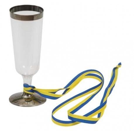 Champagneglas med Blå/Gult Band